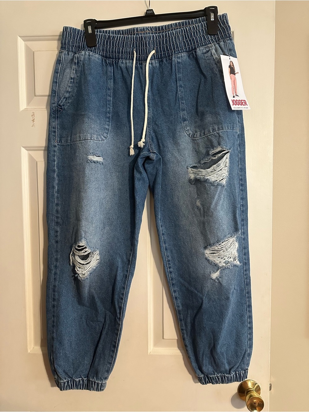 Celebrity Pink size XL 15-17 Light Wash Relaxed Denim Joggers